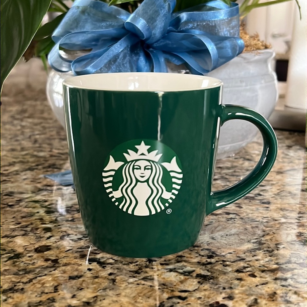 Green and white 12OZ Starbucks mug